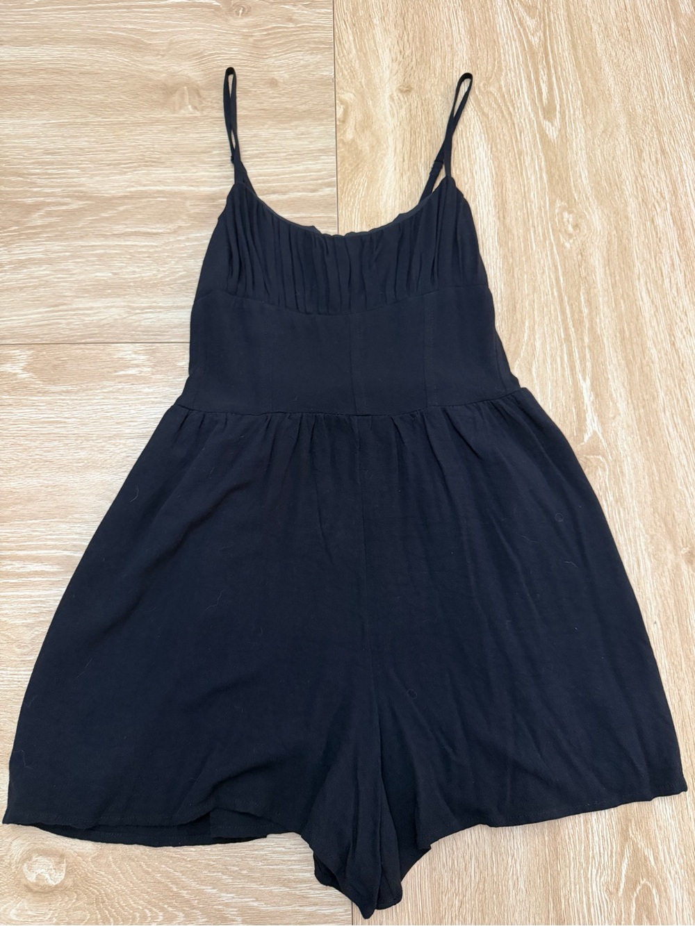 American Eagle Black Ruched Corset Romper XXS